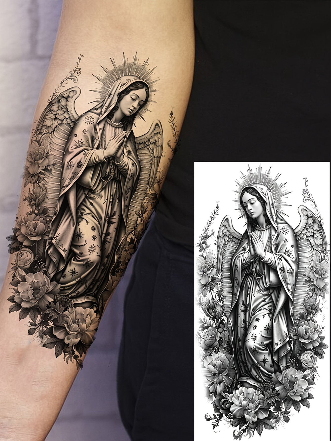 Virgin Mary Temporary Tattoo Sticker